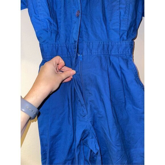 Vintage 80’s Diane von Furstenberg Sport DvF Blue Cotton Jumpsuit One-Piece 6 pe - Picture 5 of 6